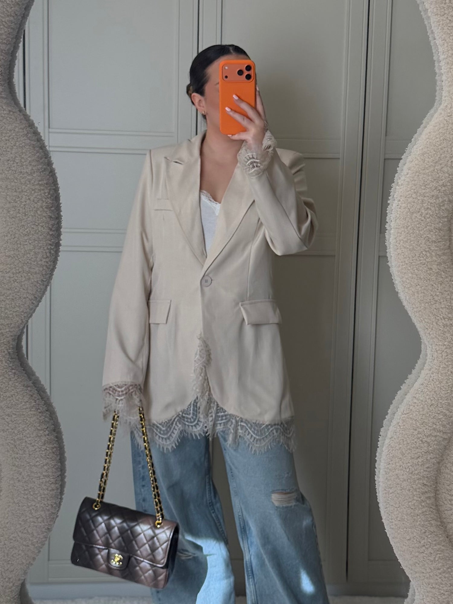 Blazer dentelle beige