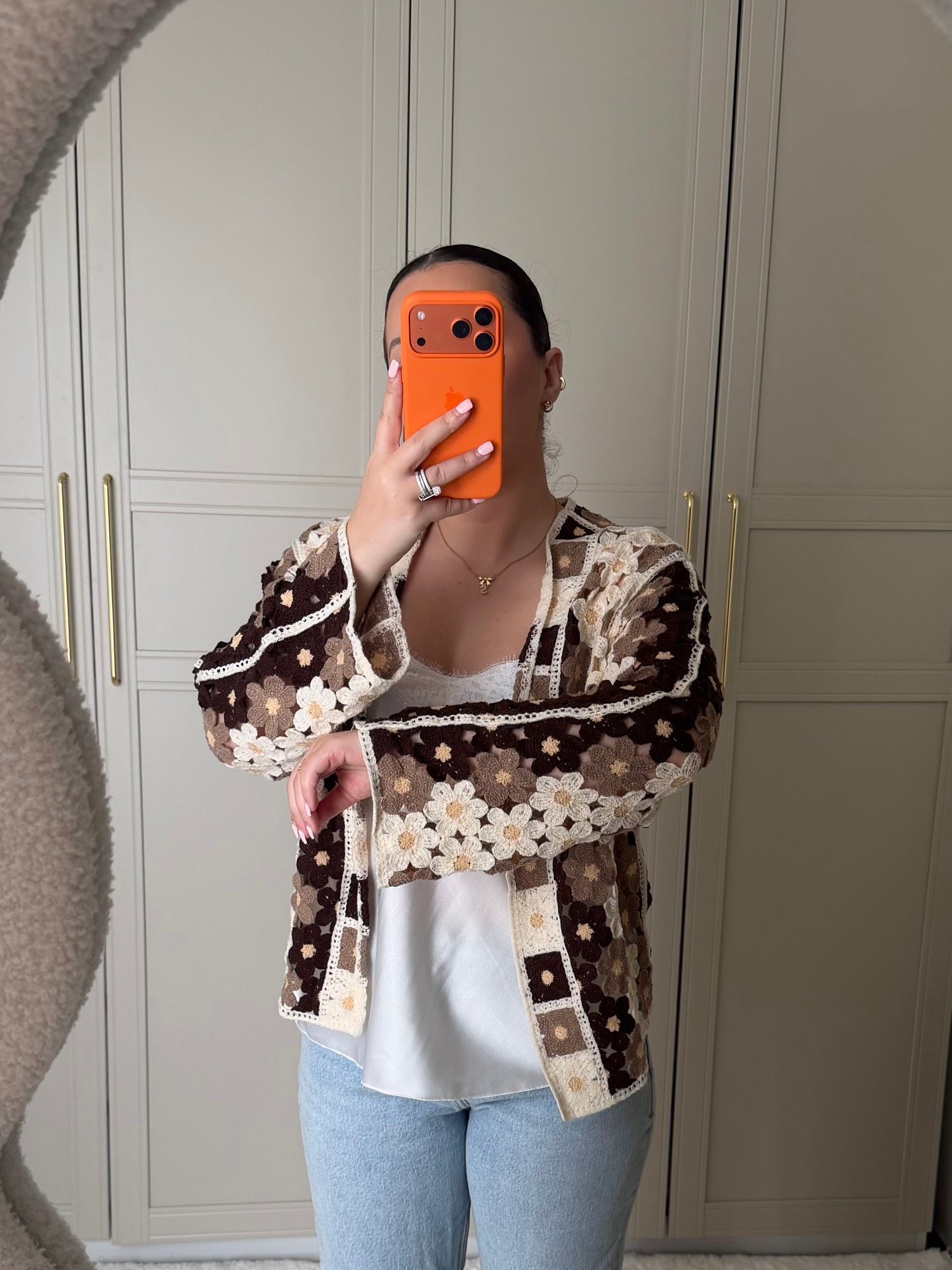 Gilet fleur marron