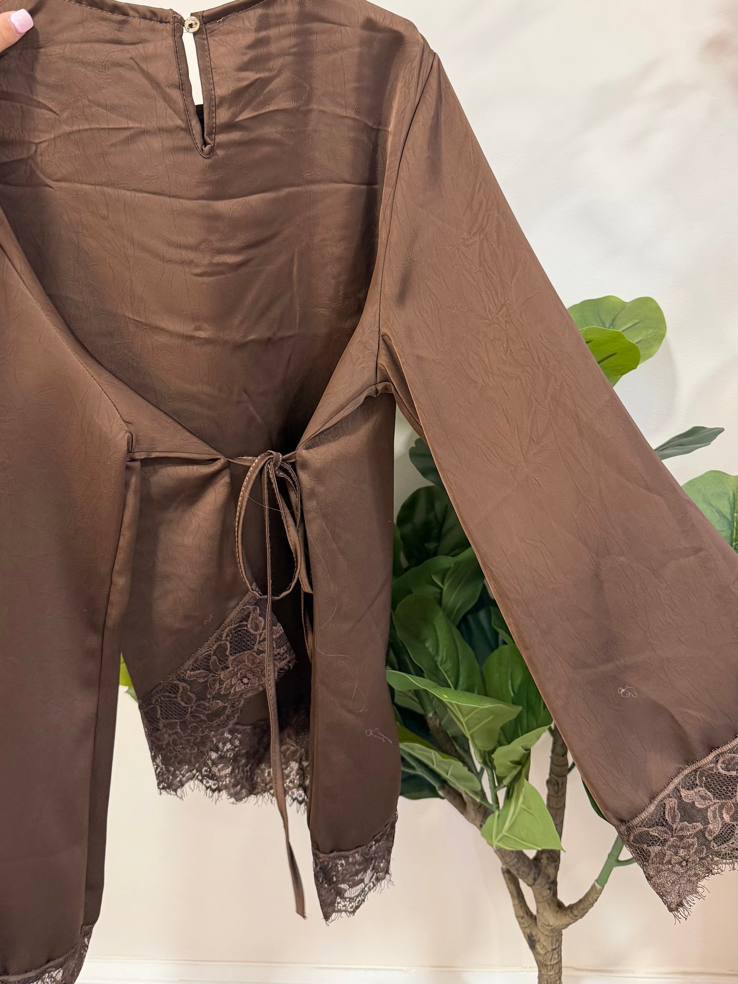Top dentelle marron