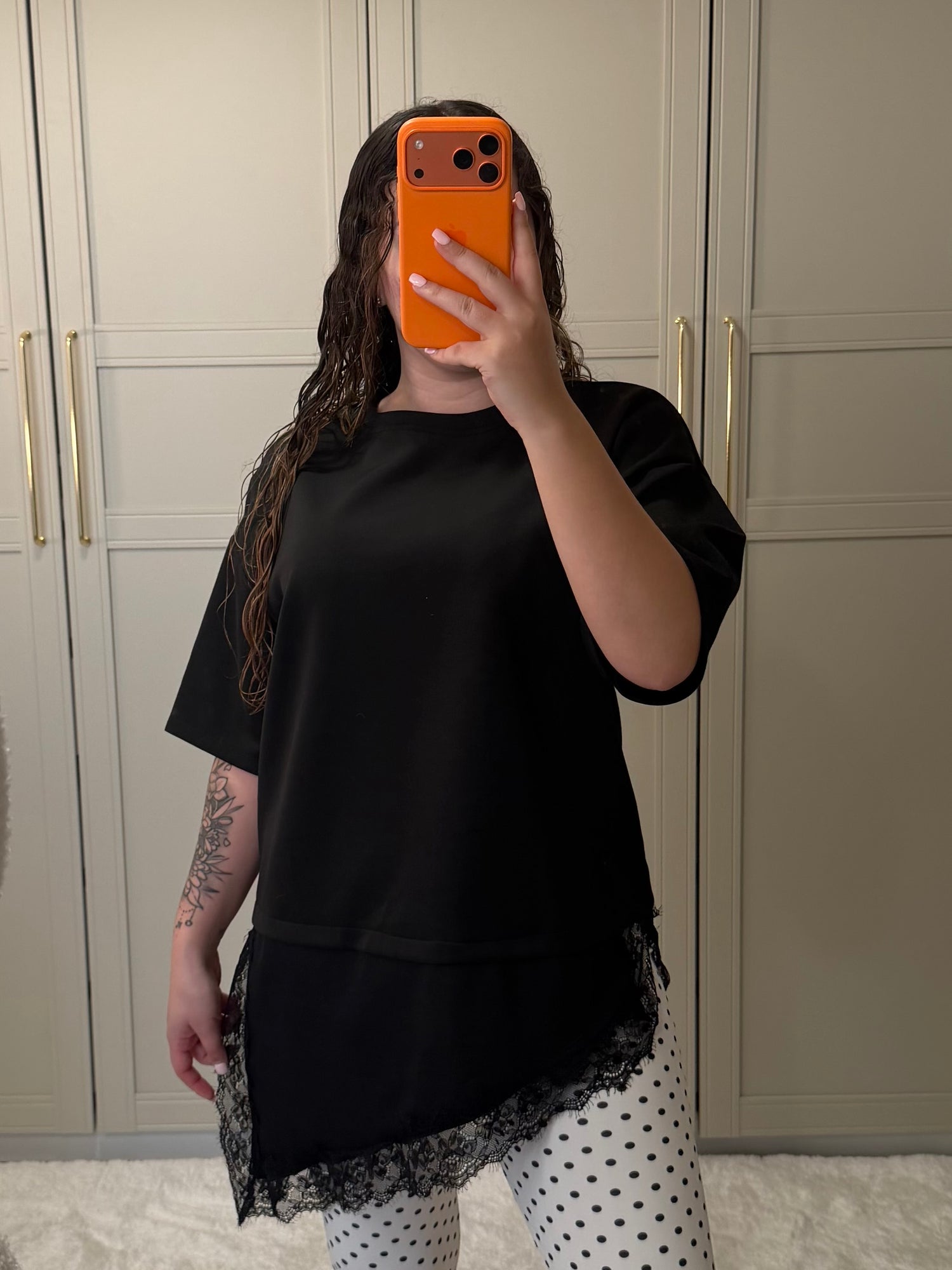 T shirt noir dentelle