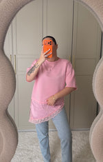 T shirt rose dentelle