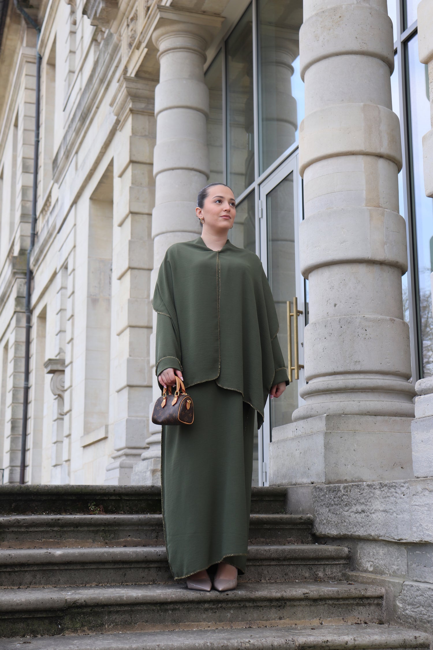 Abaya 2 en 1 Minimaliste - Kaki